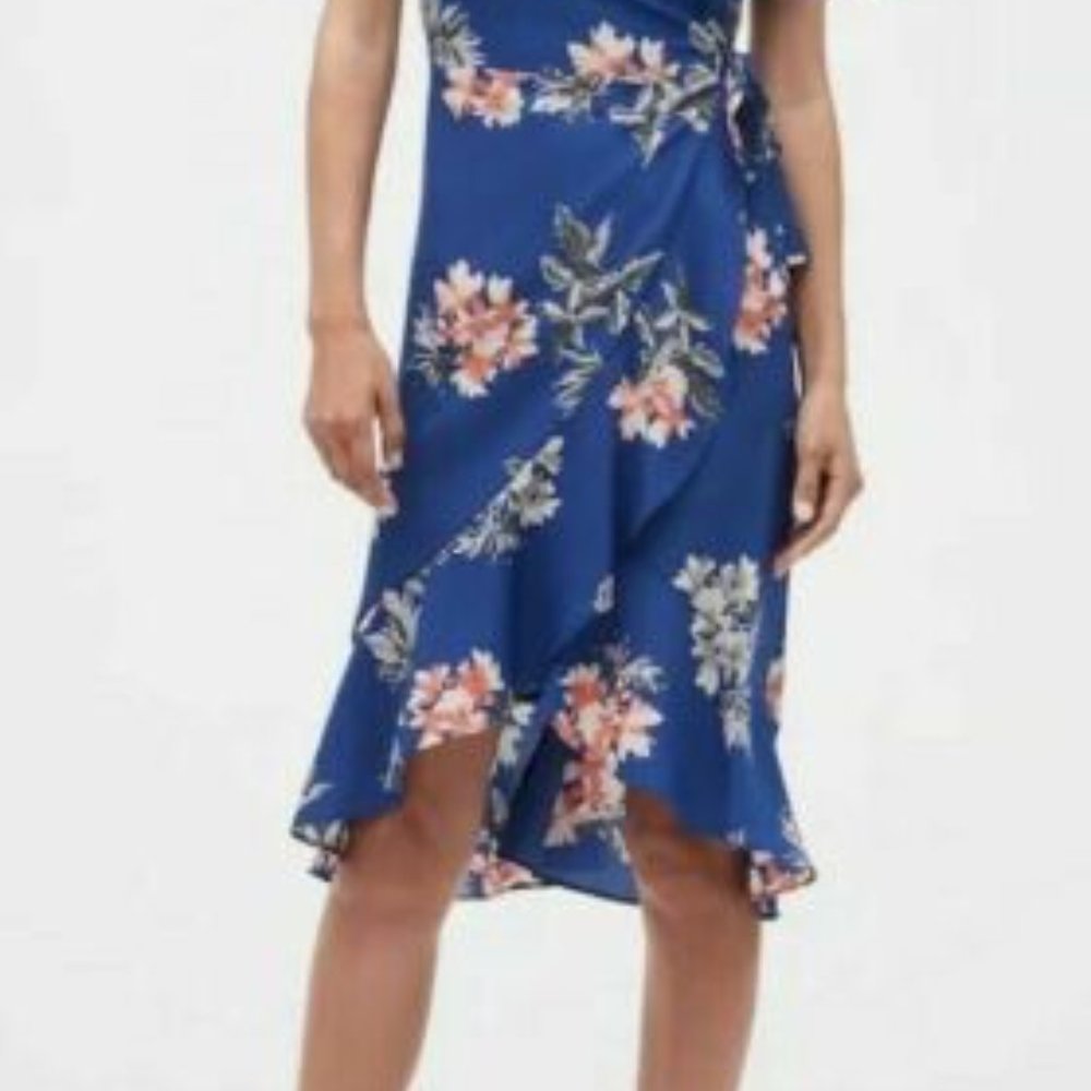 Banana Republic Factory Blue Floral Wrap Dress - Picture 3 of 9